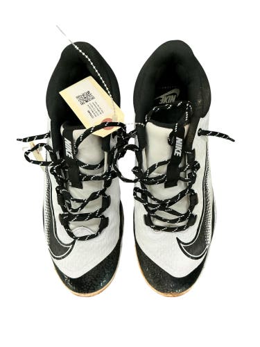 White Men's Size M 9.5 (W 10.5) Adult Nike Alpha Huarache Elite Low Top Footwear Molded Cleats (Used