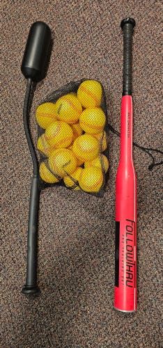 2 for 1 FollowThru Pro Training Bat 32" Mike Candrea Signature Series and rope bat and squishy balls
