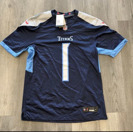 ⁠Nike Tennessee Titans NFL Football Game Jersey Mens Medium Navy Blue NWT
