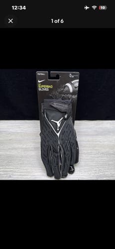 Nike Jordan Superbad 6.0 Padded Football Receiver Gloves Mens XL Black NWT