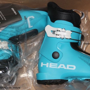 NEW HEAD 2027  kids ski boots size mondo 16.5 / U9 HEAD J1 ski boots bluespeed