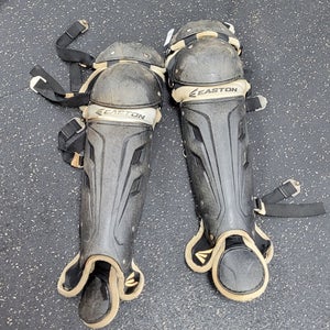 Used Easton YOUTH Catchers Leg Guards Black Youth 11497-S000161269
