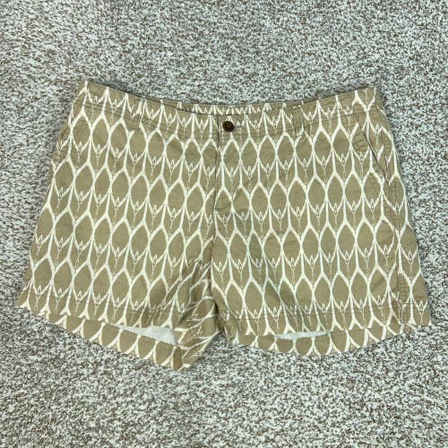 North Face Shorts Womens 14 Tan White Geometric Linen Blend Chino Hiking Gorp