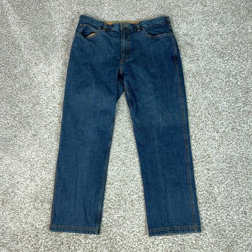 Duluth Trading Jeans Mens 36x30 Blue Flex Ballroom Relaxed Workwear Denim Heavy