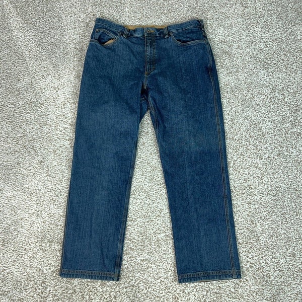Duluth Trading Jeans Mens 36x30 Blue Flex Ballroom Relaxed Workwear Denim Heavy