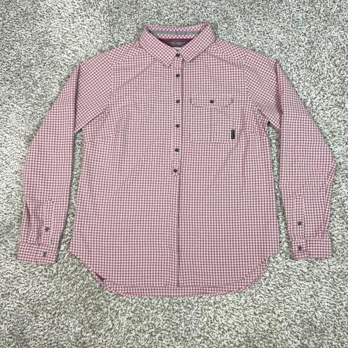 Columbia Shirt Men Large Red White Gingham Button Down Omni Shade Hiking Popover