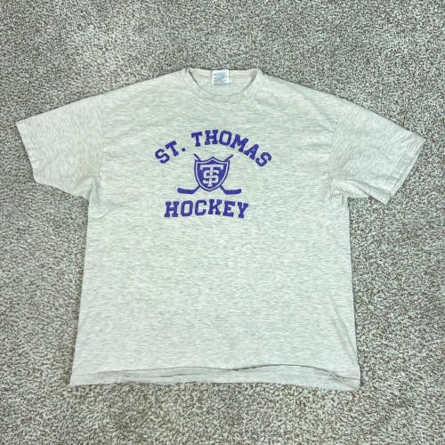 Vintage St Thomas Tommies Shirt Mens XL Gray Purple NCAA Hockey T Tee College