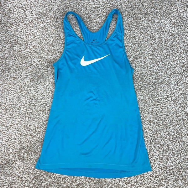 Nike Tank Top Womens Small Blue Dri FIT Racerback Running Activewear Workout Gym