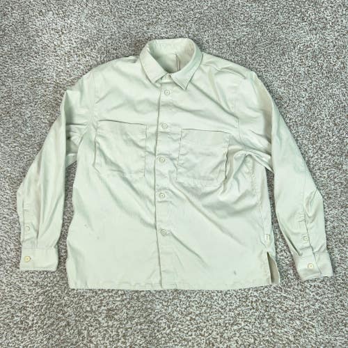 Lululemon Shirt Mens Large Cream Button Down Utility Pockets Casual Work Office