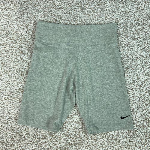 Nike Shorts Womens Medium Bike Gray High Waist Swoosh Running Gym Activewear