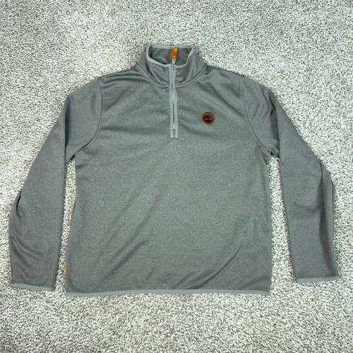 Timberland Pullover Mens XL Gray Fleece Casual Outdoor Logo Patch 1/4 Zip Logo