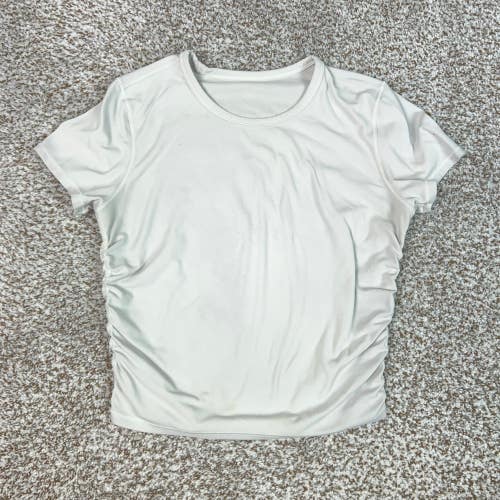 Lululemon Shirt Womens S White Ruched T Short Sleeve Workout Athletic Gym Top