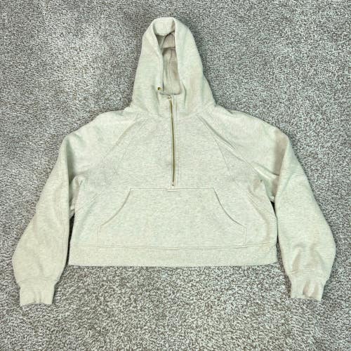 Lululemon Hoodie Womens XL Beige Scuba Oversized Half Zip Gold Logo Sweatshirt