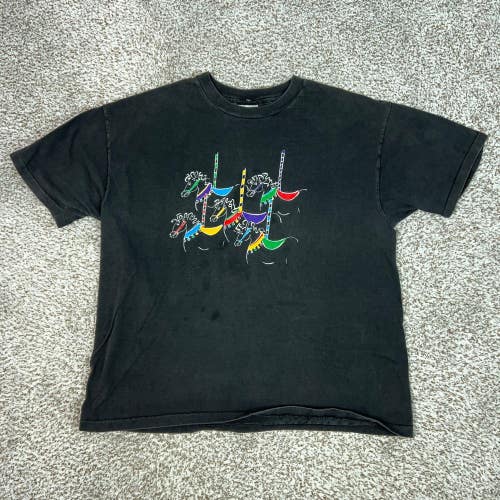 Vintage Hanes Shirt Mens XL Beefy T  Black Carousel For Missoula USA 90s Graphic