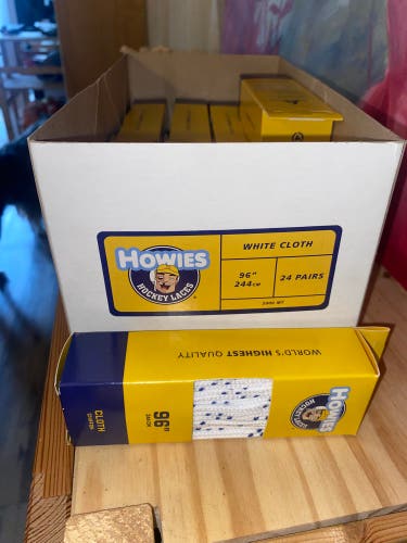 Howies Hockey Skate Laces 96" White Cloth | NEW | 18 Pairs