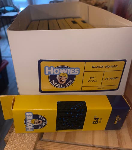 Howies Hockey Skate Laces 84" Black Waxed | NEW | 24 Pairs