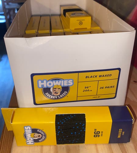 Howies Hockey Skate Laces 96" Black Waxed | NEW | 26 Pairs