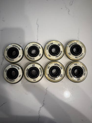 Revision Marsblade Indoor Inline Hockey Wheels 76/80mm 74A Soft. New Set of 8