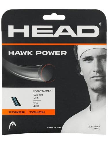1 SET: HEAD HAWK POWER 17 (1.25) POLYESTER TENNIS STRING (PETROL)