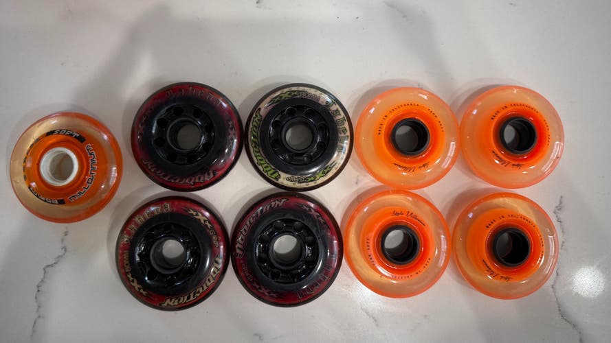 Labeda Millennium & Addiction XXX Indoor Hockey Wheels 76/80mm. New 9-Wheel Bundle