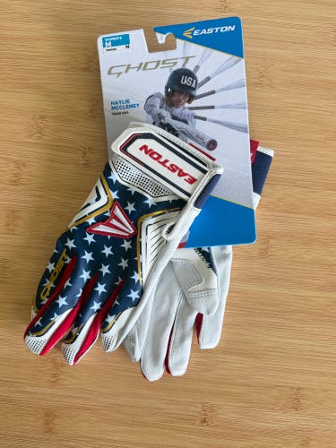 Easton Ghost Stars & Stripes Fastpitch Softball Batting Gloves Women’s M New