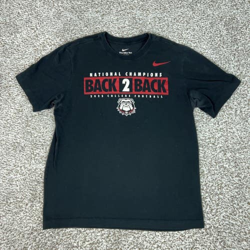 Georgia Bulldogs Shirt Mens Medium Black NCAA Football Nike Back 2 Back Champs