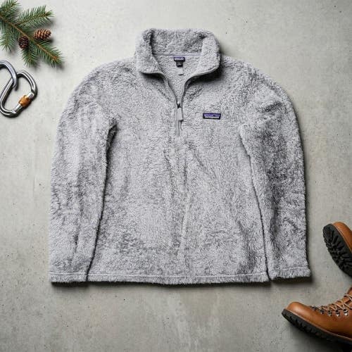 Patagonia Los Gatos 1/4 Zip Fleece Pullover L Grey Sherpa Granola Girl Cabincore