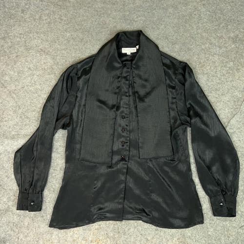 Oscar de la Renta Blouse Womens 12 Button Up Scarf Collar Top Shirt Career Work