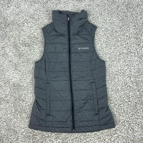 Columbia Vest Women Extra Small Gray Quilted Softshell Insulated Pockets Outdoor