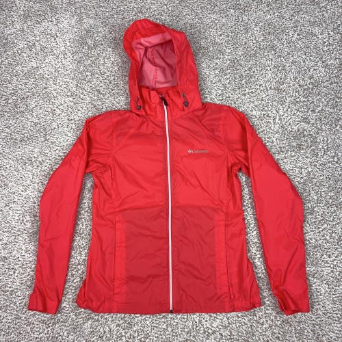 Columbia Jacket Mens Small Red Hooded Windbreaker Full Zip Lightweight Hiking