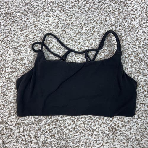 Athleta Sports Bra Womens Large Black Strappy Back Mesh Gym Athletic Workout
