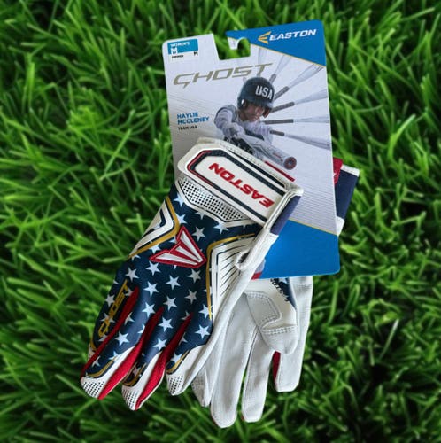 Easton Ghost Stars & Stripes Fastpitch Softball Batting Gloves Women’s M New