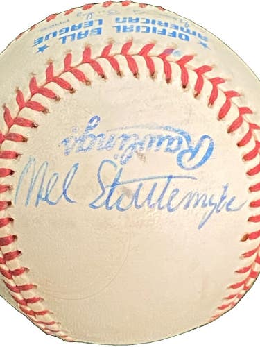 Mel Stottlemyre Autographed Official AL Rawlings Baseball Pres Gene Budig No COA