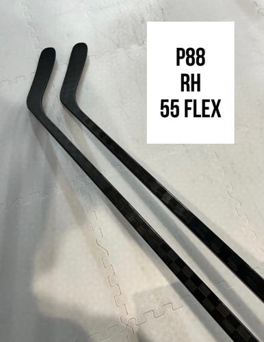 Intermediate(2x)Right P88 55 Flex 63” ProBlackStock™ Unbranded Blackouts Pro Stock Hockey Sticks