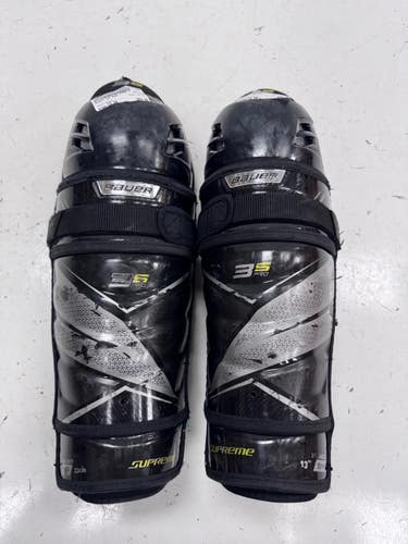 Used Bauer 3S PRO Intermediate Shin Guards Black 13" 11860-S000314709