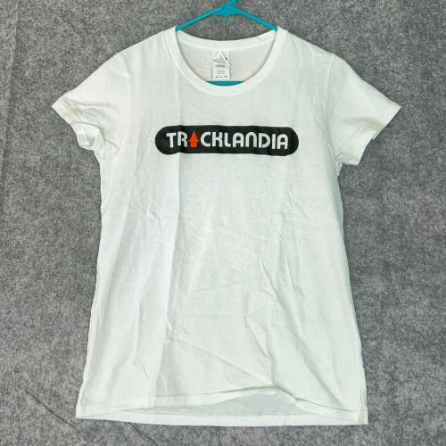 Track Womens Shirt Small White Top Short Sleeve Solid Tracklandia Running Field