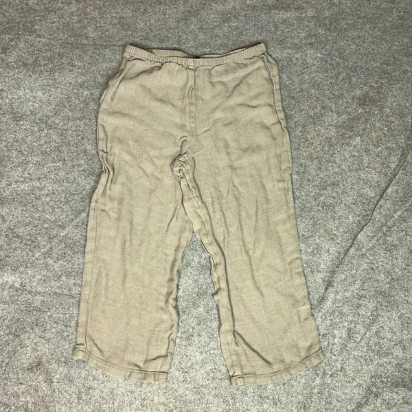 Eileen Fisher Womens Pants Small Brown Linen Blend Capri Work Career Pull On