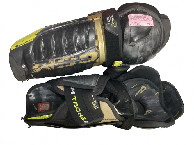 Used CCM TACKS AS-V PRO Senior Shin Guards Black 12" 11613-S000189511