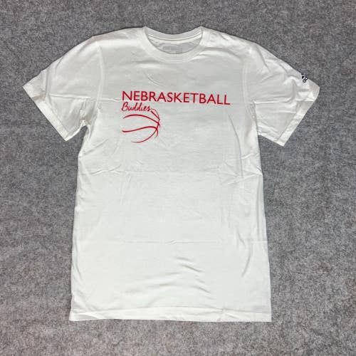 Nebraska Cornhuskers Mens Shirt Small White Red Short Sleeve Tee NCAA Basketball