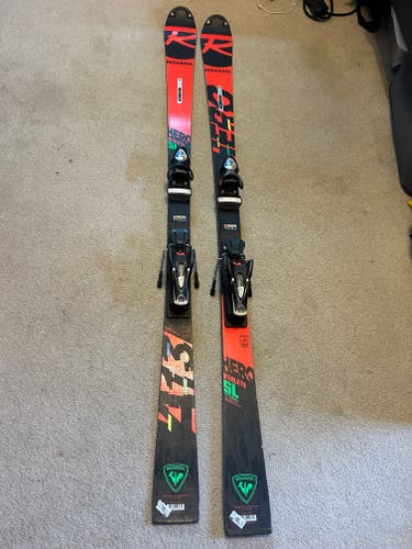 Men's Rossignol 165 cm Racing Hero Athlete FIS SL Skis With Bindings Max Din 15 (Used)