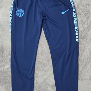 Nike Kids FC Barcelona Dri-FIT Track Pants Navy Blue Taped Logo Soccer Youth M