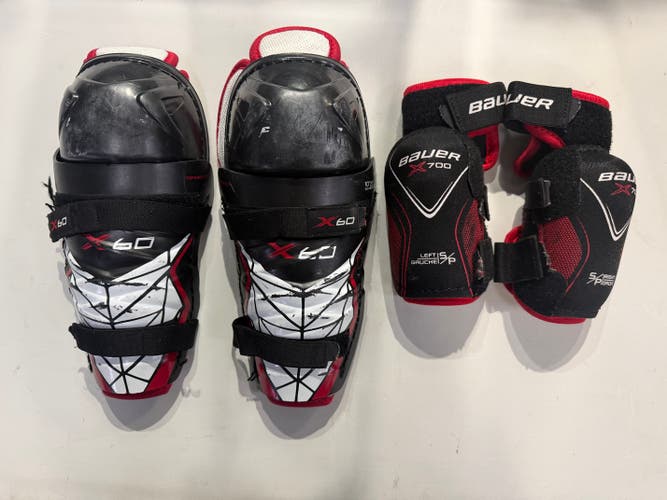 Starter Set Youth Bauer Vapor X60 Shin Pads 10" And Bauer Vapor X700 Junior Small Elbow Pads (Used)