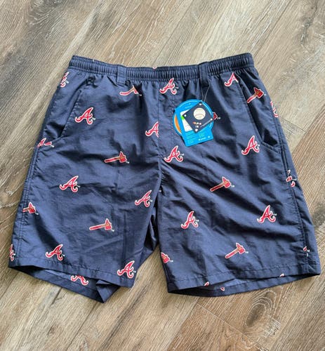 Columbia PFG Atlanta Braves Swim Shorts Men’s Medium 8” NWT UPF 50