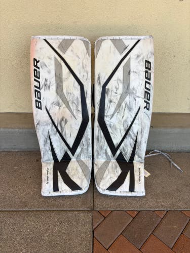 White 34"+1" Senior Bauer Vapor Hyperlite 2 DigiPrint Goalie Leg Pads Pro Stock