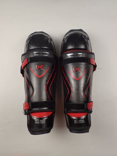 Bauer Vapor 1x Lite Shin Guards Senior Size 15” used -  cracked (see pictures)
