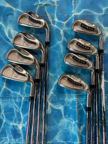 Men's TaylorMade Rac OS 2005 Iron Set Right Handed Stiff Flex (Used)