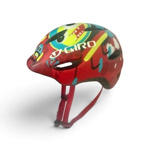 Giro Scamp Youth Bike Helmet in the "Matte Red Rocket Buddies" design. (Used)