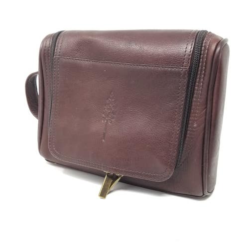 Links & Kings Golf Brown Leather Toiletry Bag Dopp Kit Hanging Travel Caddy