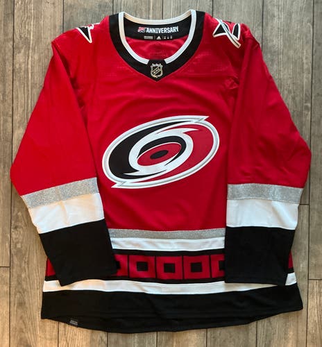 CAROLINA HURRICANES 25TH ANNIVERSARY ADIDAS PRIMEGREEN HOCKEY JERSEY SIZE 56