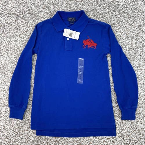 Polo Ralph Lauren Polo Shirt Boys 7 Blue Long Sleeve Red Stampede Pony Preppy